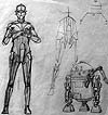 C-3P0 and R2-D2,Concept drawing by Ralph McQuarrie